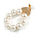 White Faux Pearl Hoop Earrings In Gold Tone - 60mm L - view 6