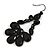 Victorian Style Black Acrylic Bead Chandelier Earrings In Black Tone - 65mm Long - view 4