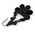 Victorian Style Black Acrylic Bead Chandelier Earrings In Black Tone - 65mm Long - view 5