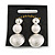 Set of 3 Pairs Button & Ball Stud Earrings In Light Silver Tone  - 25mm/ 15mm/ 10mm D - view 4