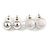 Set of 3 Pairs Button & Ball Stud Earrings In Light Silver Tone  - 25mm/ 15mm/ 10mm D - view 5