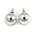 Set of 3 Pairs Button & Ball Stud Earrings In Light Silver Tone  - 25mm/ 15mm/ 10mm D - view 8