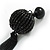 Statement Black Glass Bead Ball and Chain Tassel Earrings In Silver Tone - 10cm L - view 4