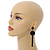 Statement Black Glass Bead Ball and Chain Tassel Earrings In Silver Tone - 10cm L - view 2