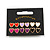 6 Pairs Enamel Multicoloured Heart Stud Earring Set In Gold Tone Metal - 10mm Tall - view 4