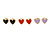 6 Pairs Enamel Multicoloured Heart Stud Earring Set In Gold Tone Metal - 10mm Tall - view 5
