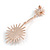 Bridal/ Cocktail/ Prom Clear Crystal, Milky White Glass Star Drop Earrings In Rose Gold - 70mm Long - view 6