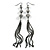 Long Hematite Crystal Chain Tassel Drop Earrings In Black Tone Metal - 13cm Long - view 3