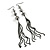 Long Hematite Crystal Chain Tassel Drop Earrings In Black Tone Metal - 13cm Long - view 4