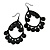 Black Sequin Oval Hoop Drop Earrings - 75mm Long
