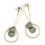 Contemporary Geometric Bar/ Circle Drop Earrings In Gold Tone - 65mm Long - view 4
