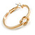 30mm Polished/ Textured Knot Hoop Earrings In Gold Tone Metal - view 5