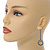 Statement Geometric Drop Earrings with Blue Rubber Element In Gold Tone - 60mm L - view 3