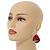 Red/ Black Teardrop Wood Drop Earrings - 60mm Long - view 2