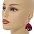 Red/ Black Teardrop Wood Drop Earrings - 60mm Long - view 3