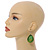 Green/ Yellow Teardrop Wood Drop Earrings - 60mm Long - view 2