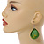 Green/ Yellow Teardrop Wood Drop Earrings - 60mm Long - view 3