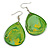 Green/ Yellow Teardrop Wood Drop Earrings - 60mm Long - view 4