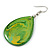 Green/ Yellow Teardrop Wood Drop Earrings - 60mm Long - view 5