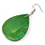 Green/ Yellow Teardrop Wood Drop Earrings - 60mm Long - view 6