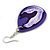 Purple/ White Teardrop Wood Drop Earrings - 60mm Long - view 6