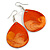 Orange Teardrop Wood Drop Earrings - 50mm Long - view 4