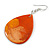 Orange Teardrop Wood Drop Earrings - 50mm Long - view 5