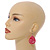 Pink Teardrop Wood Drop Earrings - 60mm Long - view 2