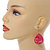 Pink Teardrop Wood Drop Earrings - 60mm Long - view 3