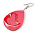 Pink Teardrop Wood Drop Earrings - 60mm Long - view 5