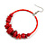 Large Red Glass, Shell, Wood Bead Hoop Earrings In Silver Tone - 75mm Long - view 2