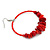 Large Red Glass, Shell, Wood Bead Hoop Earrings In Silver Tone - 75mm Long - view 6