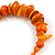Large Orange Glass, Shell, Wood Bead Hoop Earrings In Silver Tone - 75mm Long - view 2