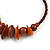 Large Brown Glass, Shell, Wood Bead Hoop Earrings In Silver Tone - 75mm Long - view 4