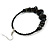 Large Black Glass, Shell, Wood Bead Hoop Earrings In Silver Tone - 75mm Long - view 5