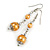 Gold-Yellow Glass Bead with Wire Drop Earrings In Silver Tone - 6cm Long - view 4