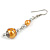 Gold-Yellow Glass Bead with Wire Drop Earrings In Silver Tone - 6cm Long - view 5