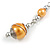 Gold-Yellow Glass Bead with Wire Drop Earrings In Silver Tone - 6cm Long - view 6