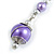 Purple Glass Bead with Wire Drop Earrings In Silver Tone - 6cm Long - view 6