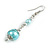 Light Blue Glass Bead with Wire Drop Earrings In Silver Tone - 6cm Long - view 4