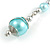 Light Blue Glass Bead with Wire Drop Earrings In Silver Tone - 6cm Long - view 5