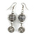 Grey Glass Bead with Wire Element Drop Earrings In Silver Tone - 6cm Long - view 3