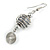 Grey Glass Bead with Wire Element Drop Earrings In Silver Tone - 6cm Long - view 4