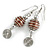 Brown Glass Bead with Wire Element Drop Earrings In Silver Tone - 6cm Long - view 3