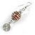 Brown Glass Bead with Wire Element Drop Earrings In Silver Tone - 6cm Long - view 4