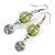 Canary Green Glass Bead with Wire Element Drop Earrings In Silver Tone - 6cm Long - view 4