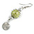 Canary Green Glass Bead with Wire Element Drop Earrings In Silver Tone - 6cm Long - view 5