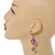 Pink Glass Bead with Wire Element Drop Earrings In Silver Tone - 6cm Long - view 3