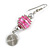 Pink Glass Bead with Wire Element Drop Earrings In Silver Tone - 6cm Long - view 4