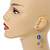 Blue Glass Bead with Wire Element Drop Earrings In Silver Tone - 6cm Long - view 3